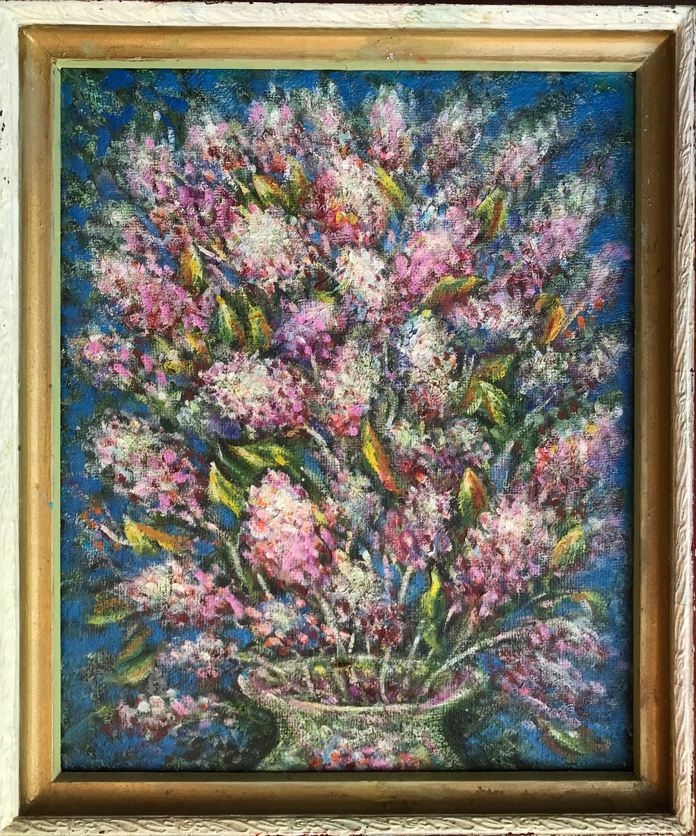 Impressionistic Still Life Oil Painting By Ivan Shapoval, 19 X 23, Lilac, Original Artwork