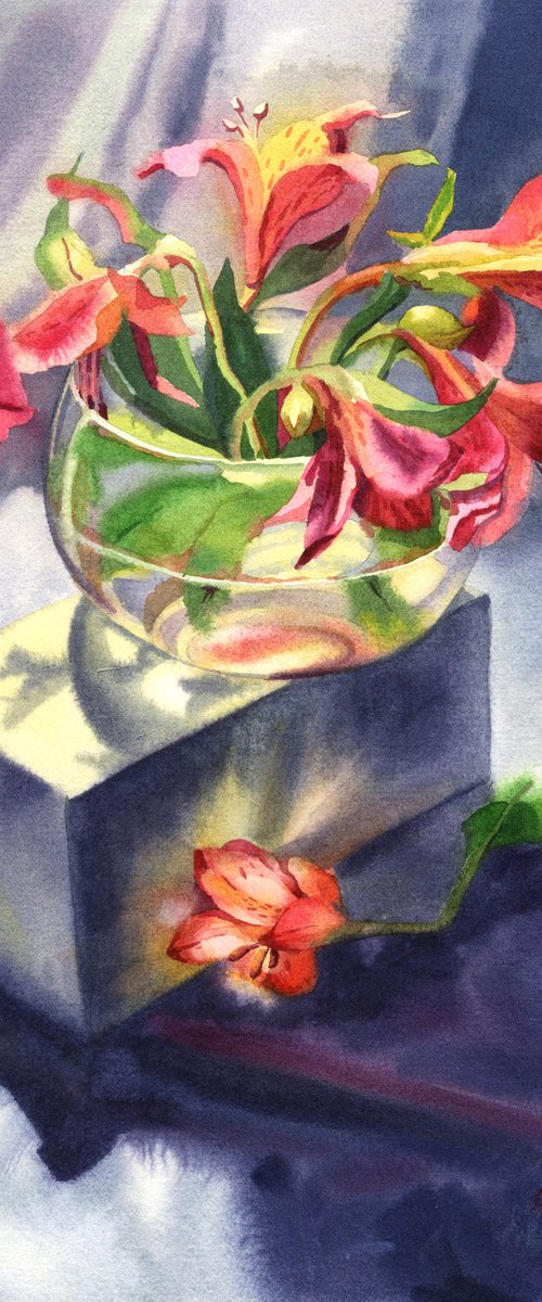 Ukrainian watercolor. Astromeria. Stolen spring by Nina Zakharova