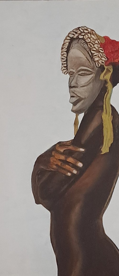 Mujer africana con máscara. by Bonifacio Contreras Tovar.