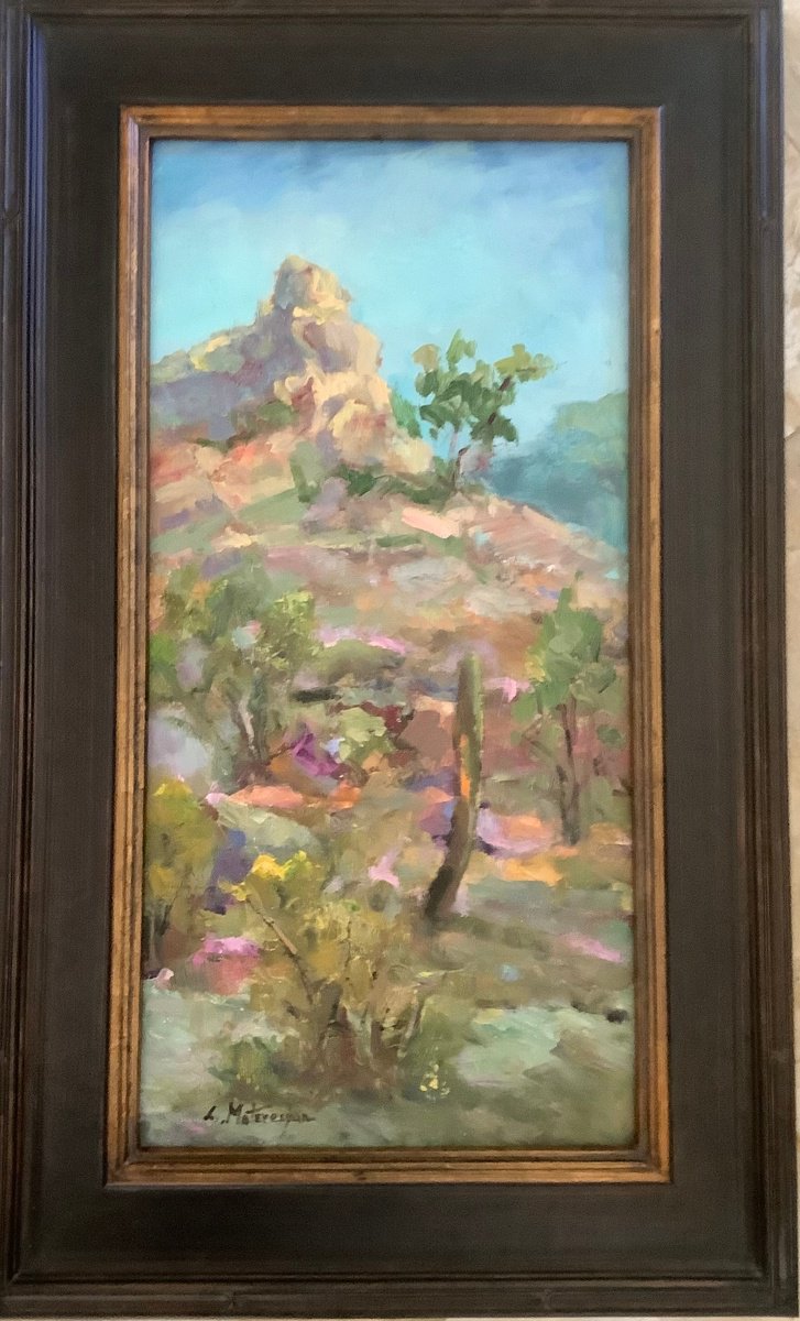 Impressionistic Landscape Oil Painting By Lia Matevosyan Haselton, 19 X 31", First Light, Original Artwork