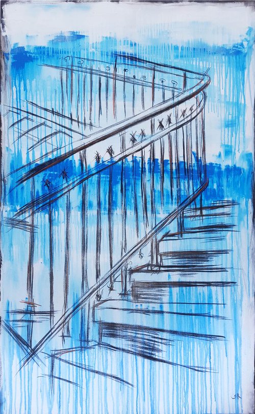 Stairs in Blue #1 *Series LOST PLACES* by Stefanie Rogge