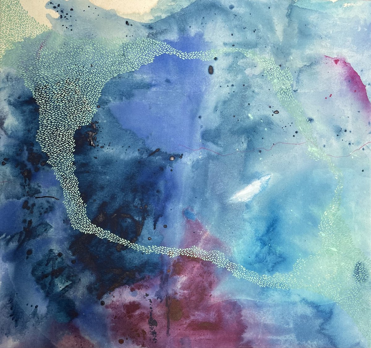 Abstract Oil Painting By Flora Butler, 28 X 26, The Rawness Of Space, Original Artwork