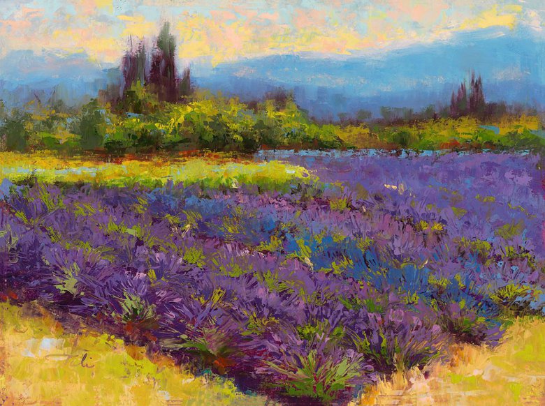 Harvest Prelude - Lavender Lake Farm Oil painting by Talya Johnson ...