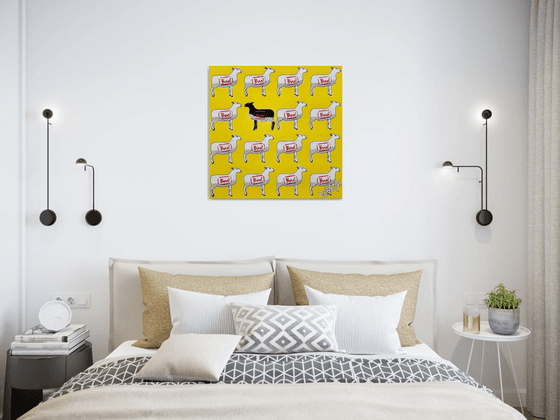 The Black Sheep - Yellow 61cm x 61cm