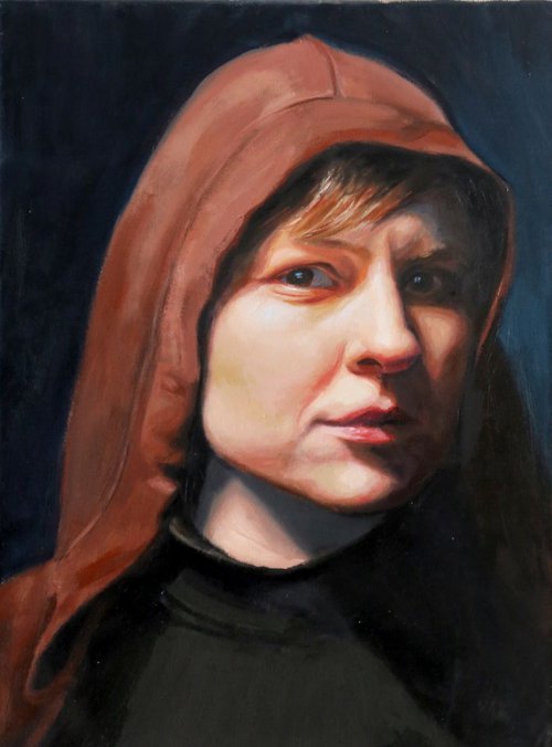 Girl wearing a hoodie by Christine Cousineau