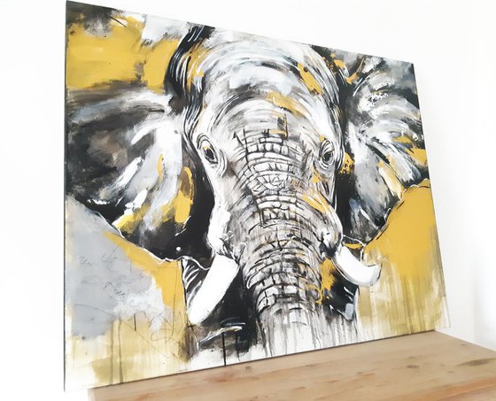 ELEPHANT #7 - Close up - Large Painting