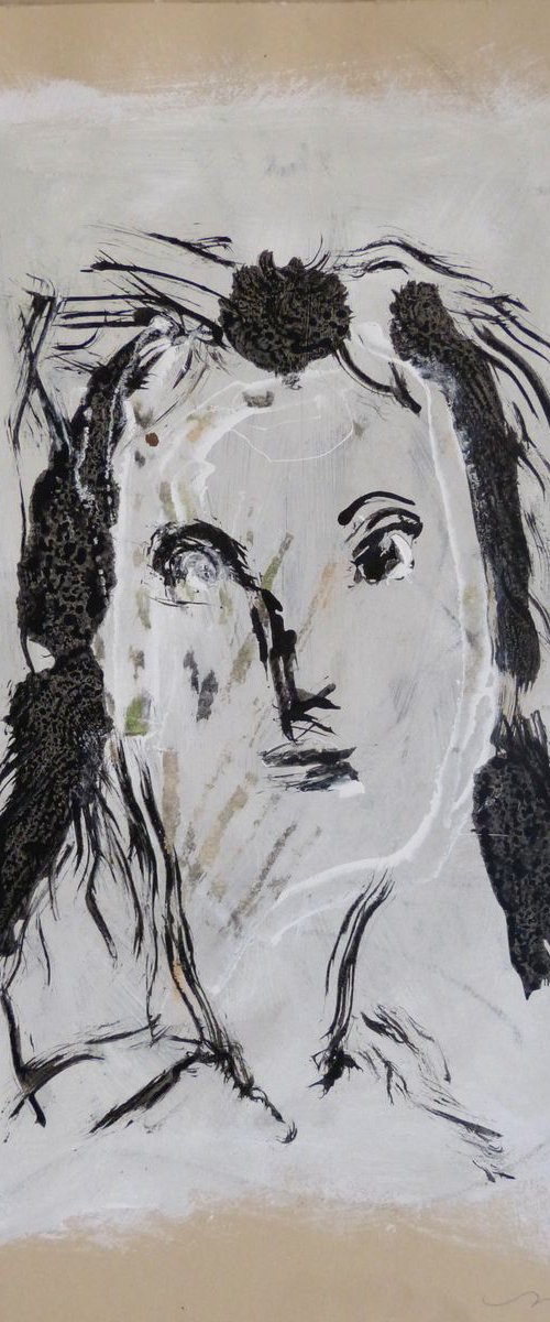 Large Portrait 18C12, mixed media 59x42 cm by Frederic Belaubre