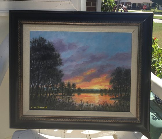 SUNDOWN ON THE RIVER - oil 11X14 (SOLD)