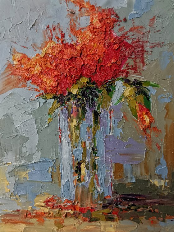 Red flowers in vase