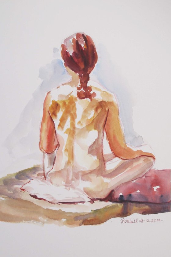 Seated female nude study