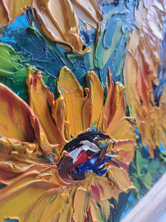 Sunflowers impasto