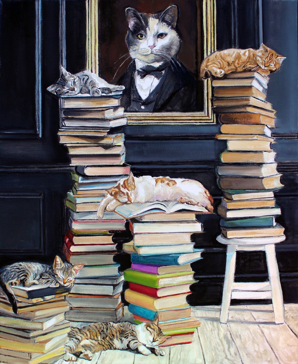 Impressionistic Animal Oil Painting By Timothy Adam Matthews, 20 X 24", Literately Lazy #10, Original Artwork