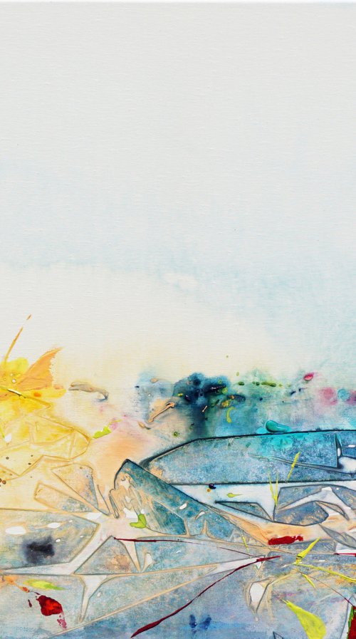 Lake Early 60x45 cm (24 W x 18 H x 0.5 D in) by jelena b