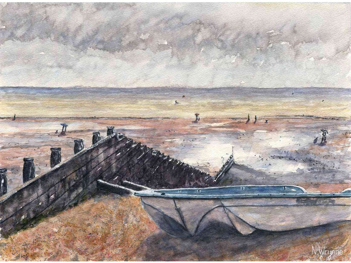 Expressive Landscape Watercolour By Neil Wrynne, 15 X 11", Beach Weather, Original Artwork