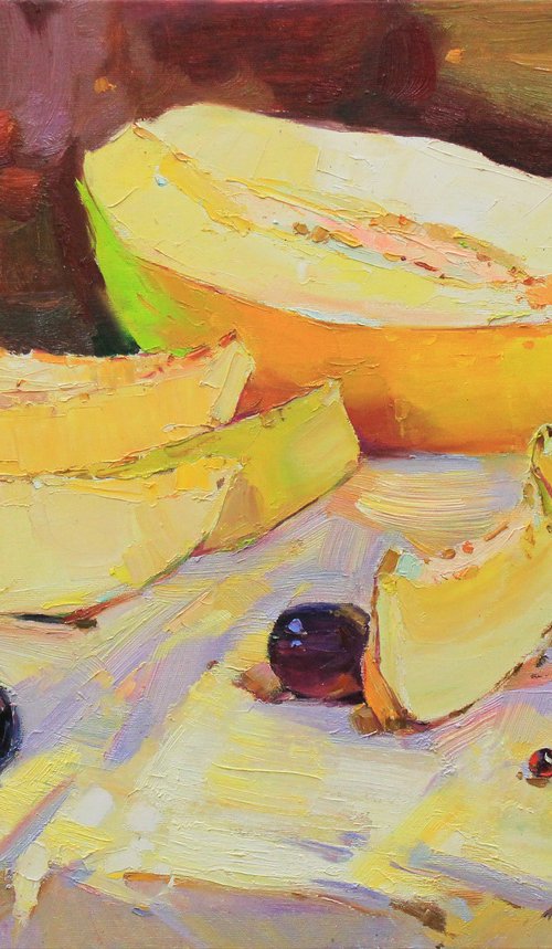 Still life with melon by Alisa Onipchenko-Cherniakovska