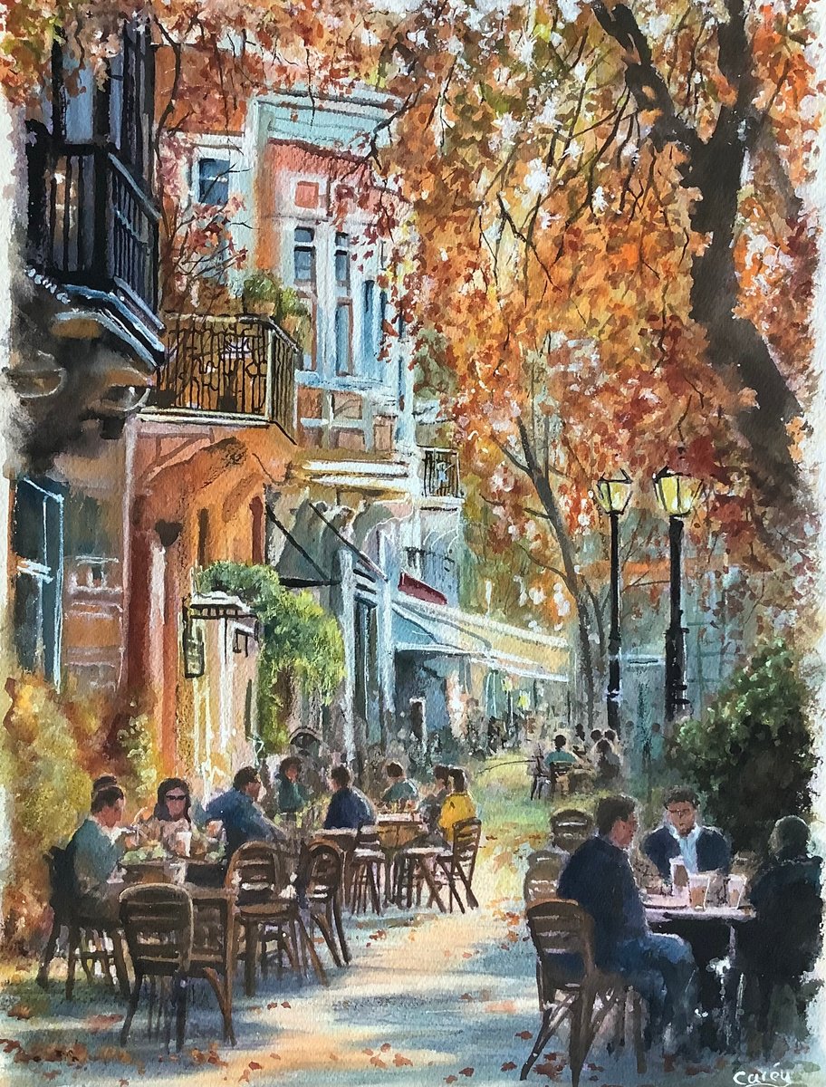 Impressionistic Cityscapes Watercolour By Darren Carey, 11 X 15, Paris In Autumn Light, Original Artwork