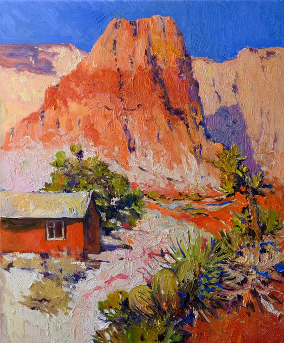 Desert. Landscape with Big Red Rock