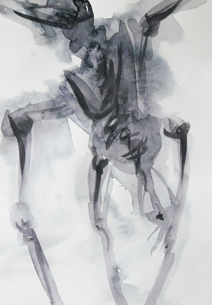 Watercolor X-ray bird 3 by Karina Danylchuk