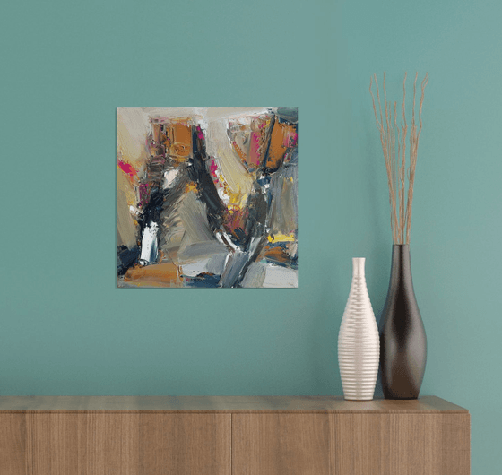 Abstract flowers (35x35cm, oil painting, palette knife)