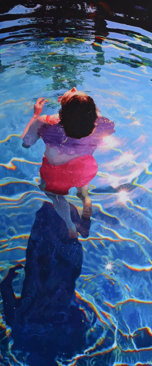 Lone Star III - Swimming Painting by Abi Whitlock
