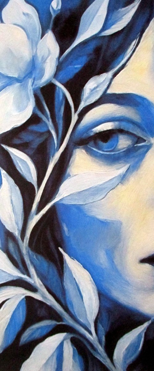 "Nocturne" - Blue Woman Portrait by Helena Wierzbicki