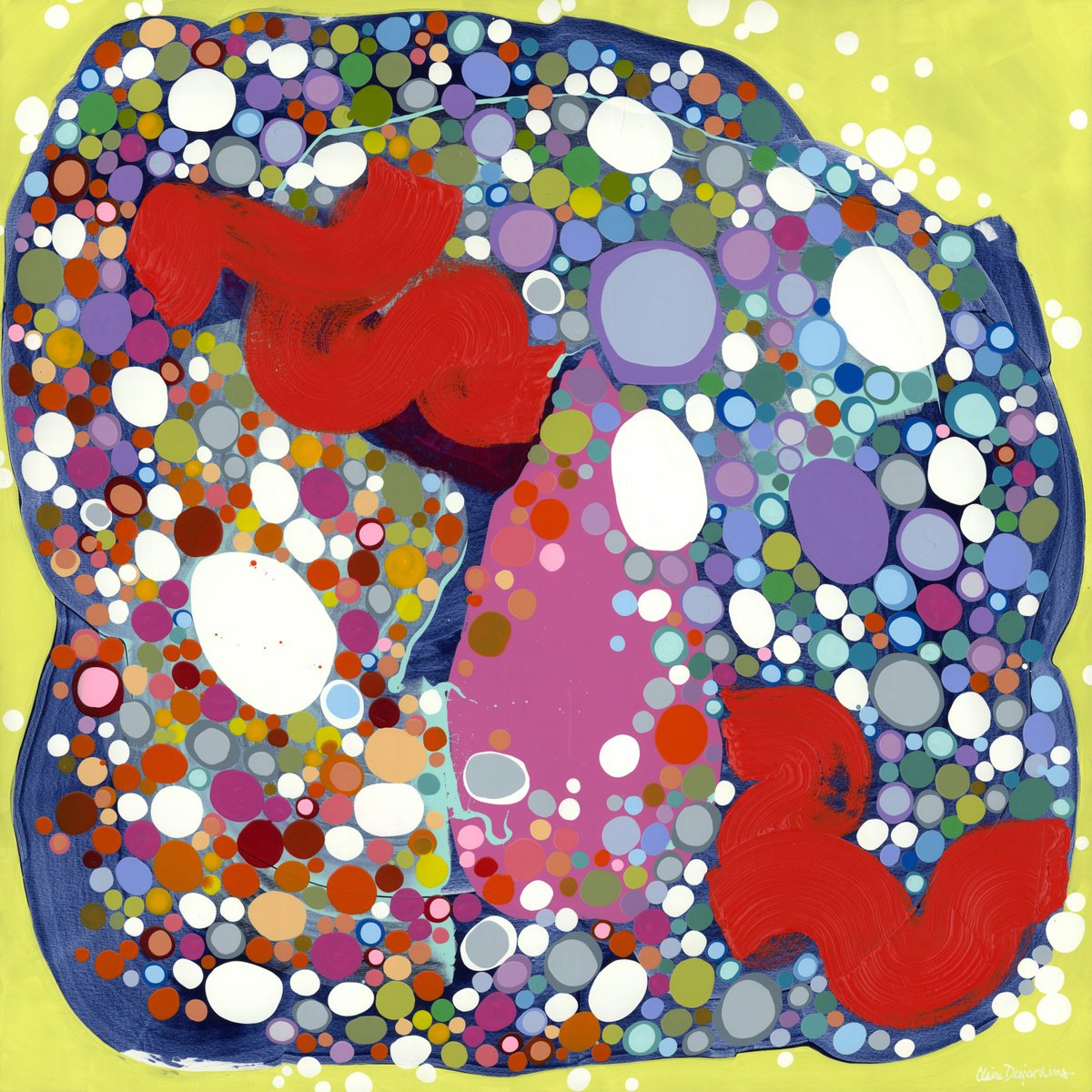 Organic Abstract Acrylic Painting By Claire Desjardins, 79 X 79, Left Brain, Right Brain, Original Artwork