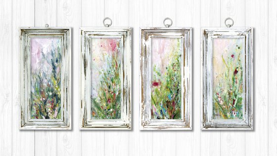 Cottage Meadow 2  - Framed Floral Painting  by Kathy Morton Stanion