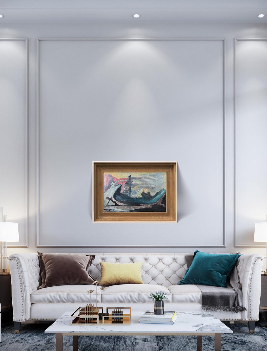 Expressive Landscape Oil Painting By Ryan Louder, 30 X 20", Storm At Sea, Original Artwork