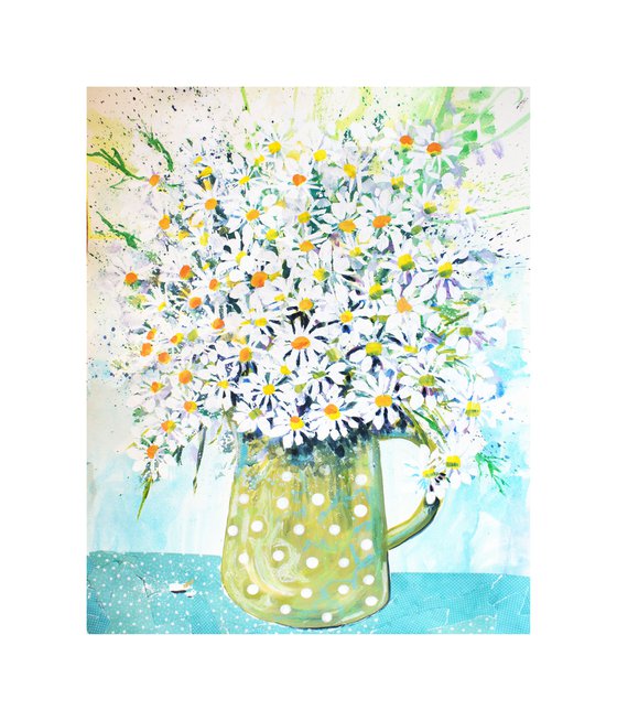 Daisies in a green Jug