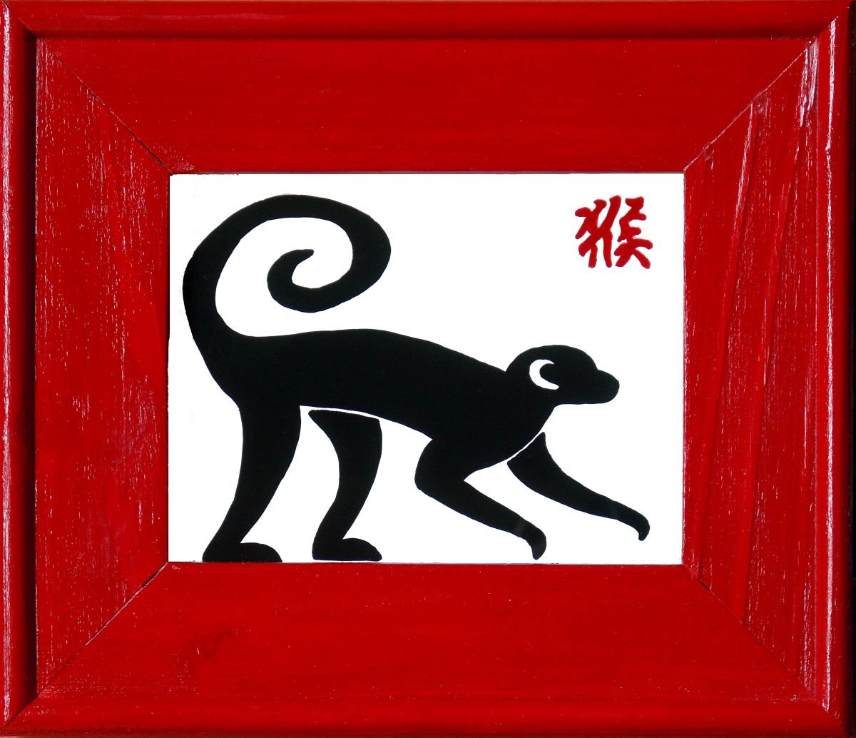 Year of the Monkey - Chinese Zodiac Original Small Framed Painting by Adriana Vasile