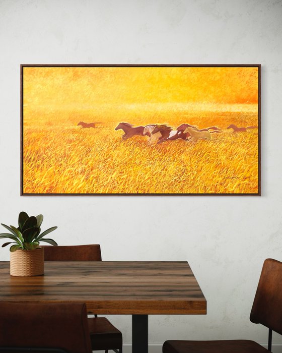 Horses chasing the sun