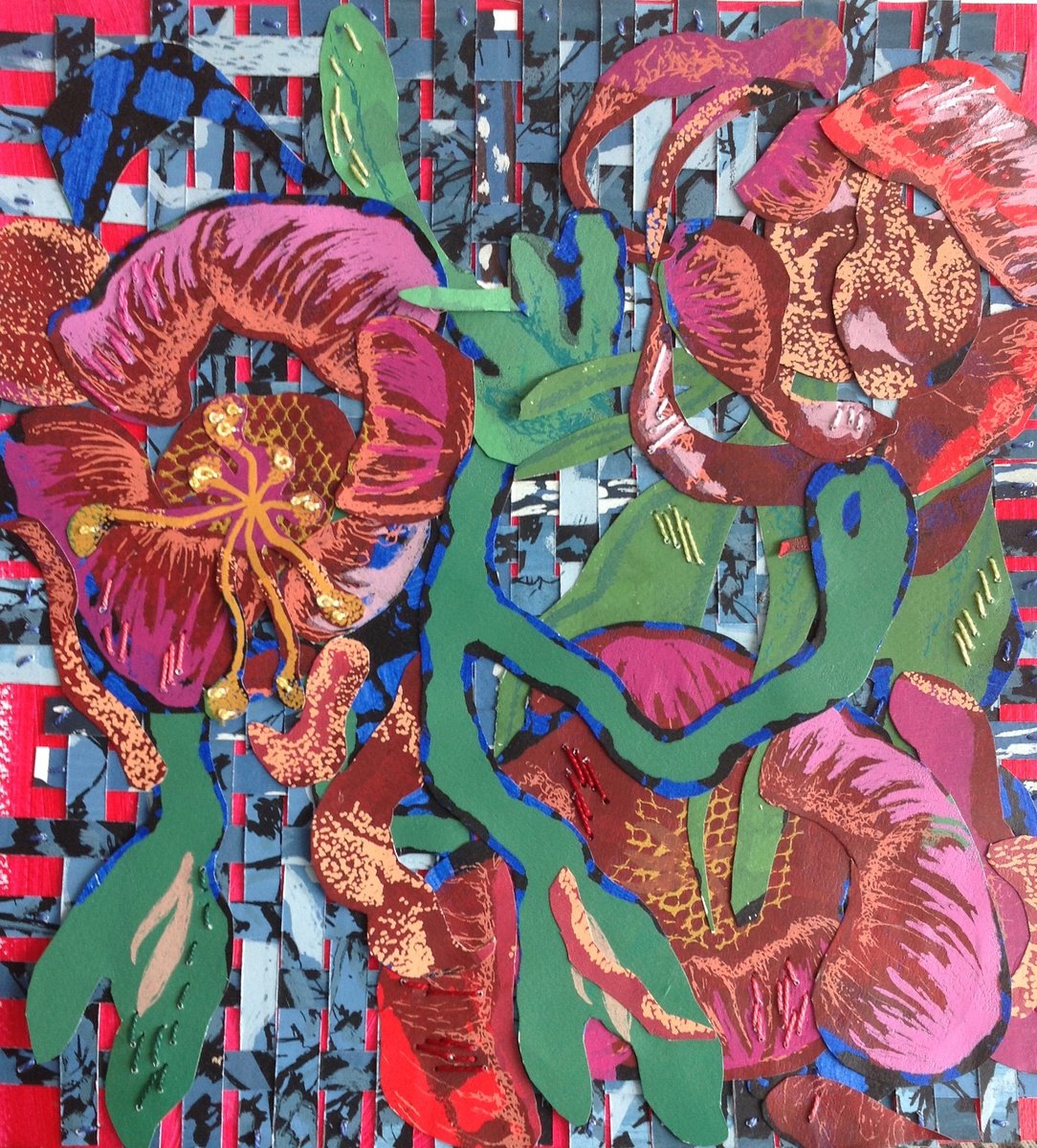 Expressive Botanical Screenprint By Anyck Alvarez Kerloch, 11 X 11, Variation #1, Original Artwork