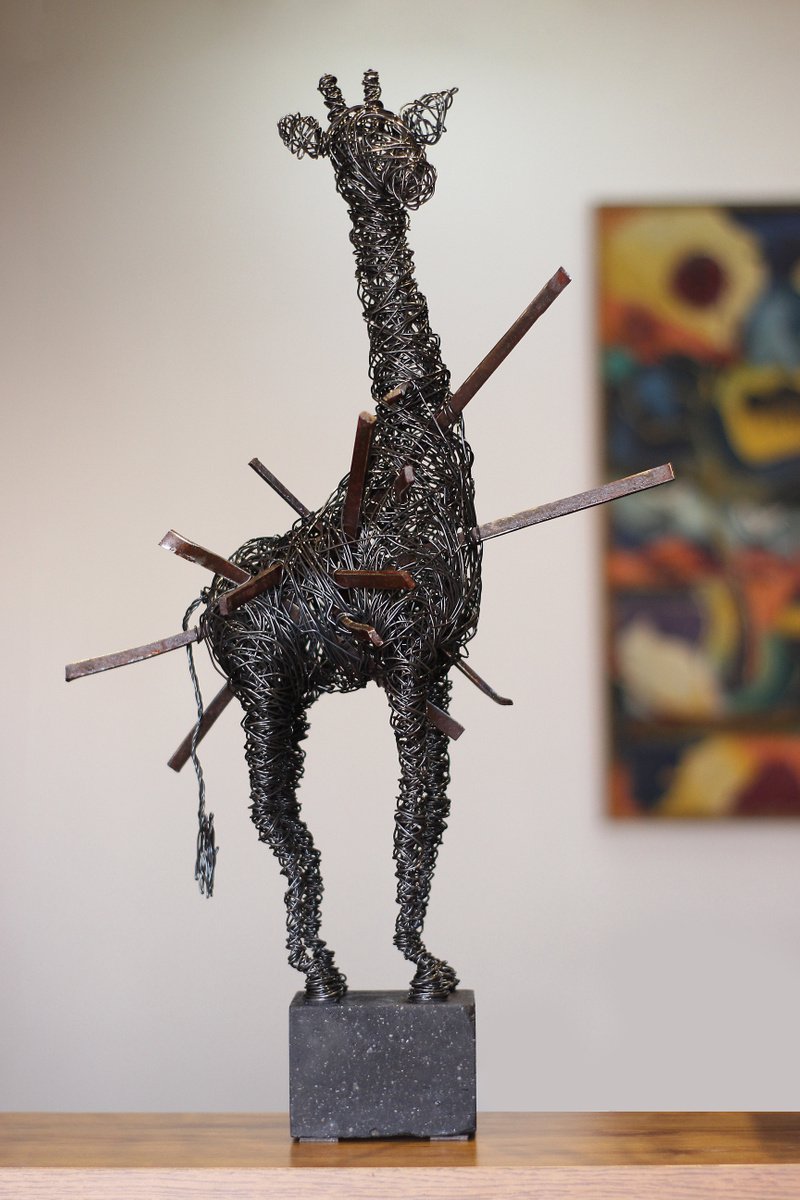 Expressive Animal Sculpture By Karen Axikyan, 9 X 23", Red Book, Original Artwork