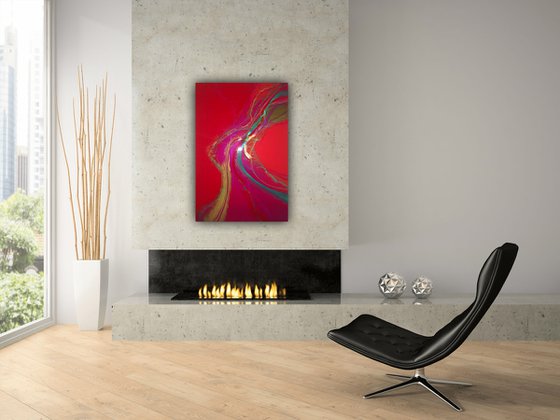 I love You's red abstract painting