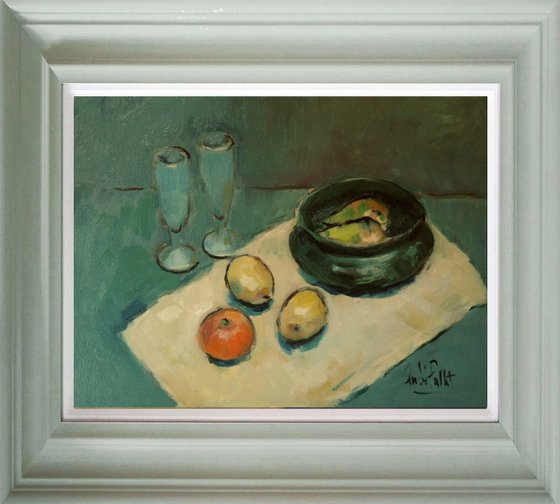 Still Life withGreen Bowl and Yellow Cloth