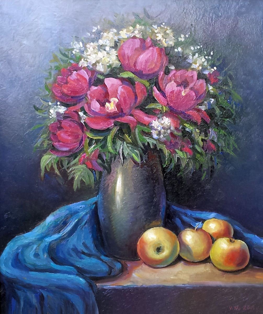 Still life with apples by Valentinas Yla