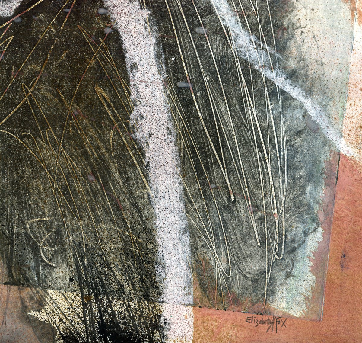 Abstract Landscape Limited Edition Print By Elizabeth Anne Fox, 9 X 9, Lightning Field 2, Original Artwork