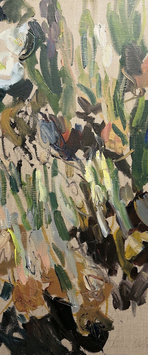 Planting primroses by Lilia Orlova-Holmes