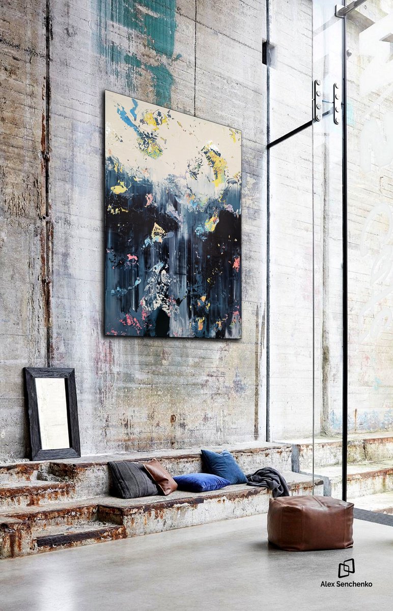 Abstract Acrylic Painting By Alex Senchenko, 39 X 59, Abstract 2377, Original Artwork