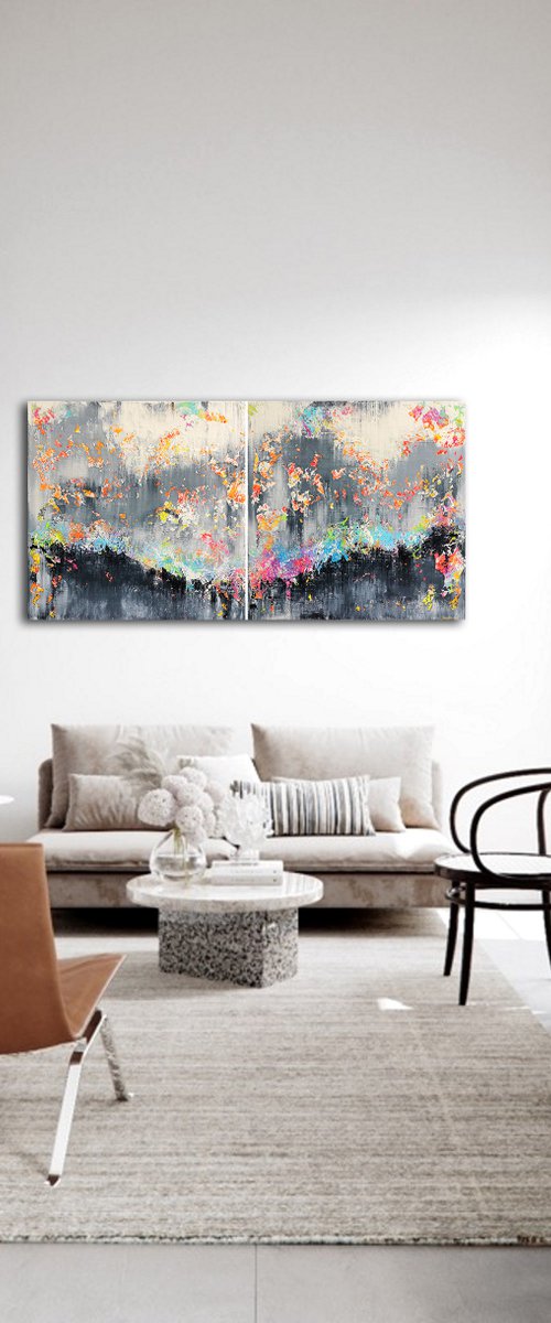 200x100cm. / abstract painting / Abstract 1281 by Alex Senchenko