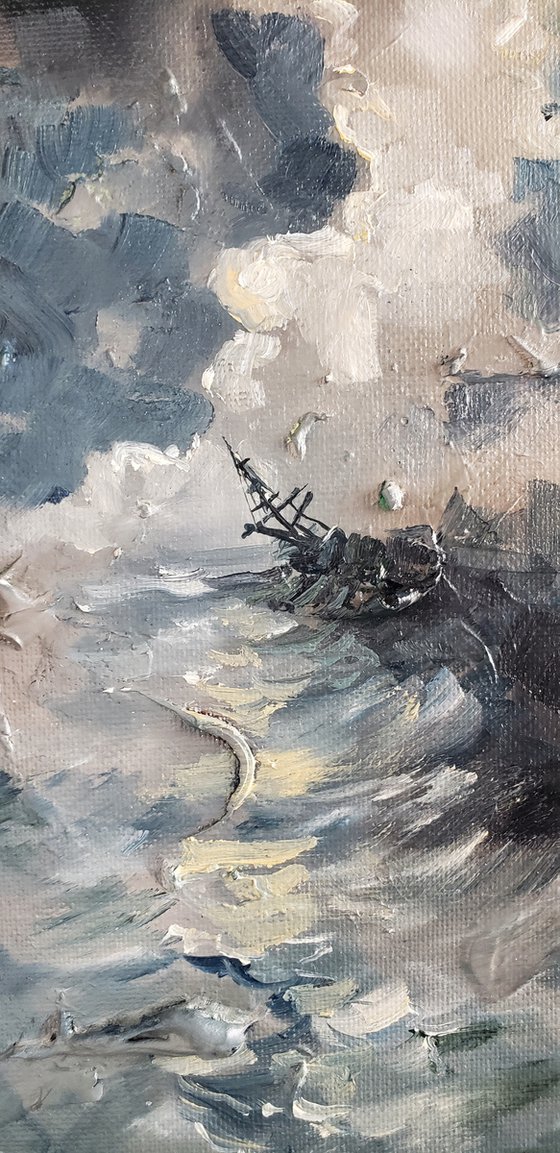 "The Midnight Hour" - Seascape - Storm Clouds - Shipwreck