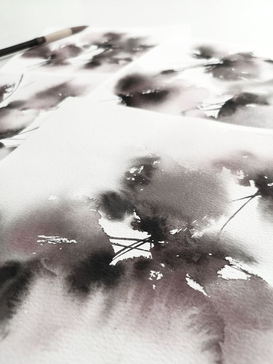 Gray abstract flowers