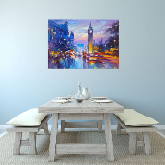 When London Glows After Rain