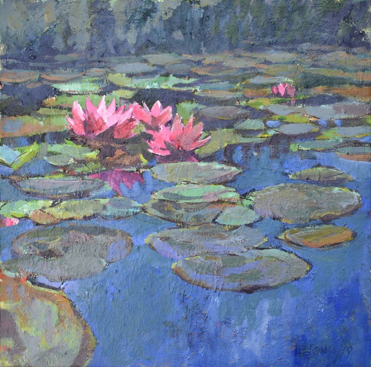 Water Lilies Acrylic Painting By Goran Zigolic Artfinder