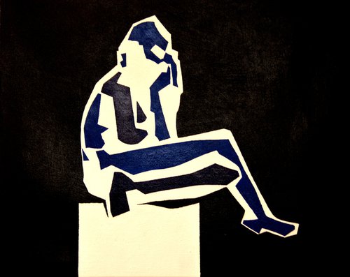 Seated Female Nude on White Plinth by Ian McKay
