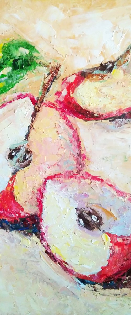 Apple Painting Original Art Fruit Still Life Artwork Red Apples Wall Art by Yulia Berseneva