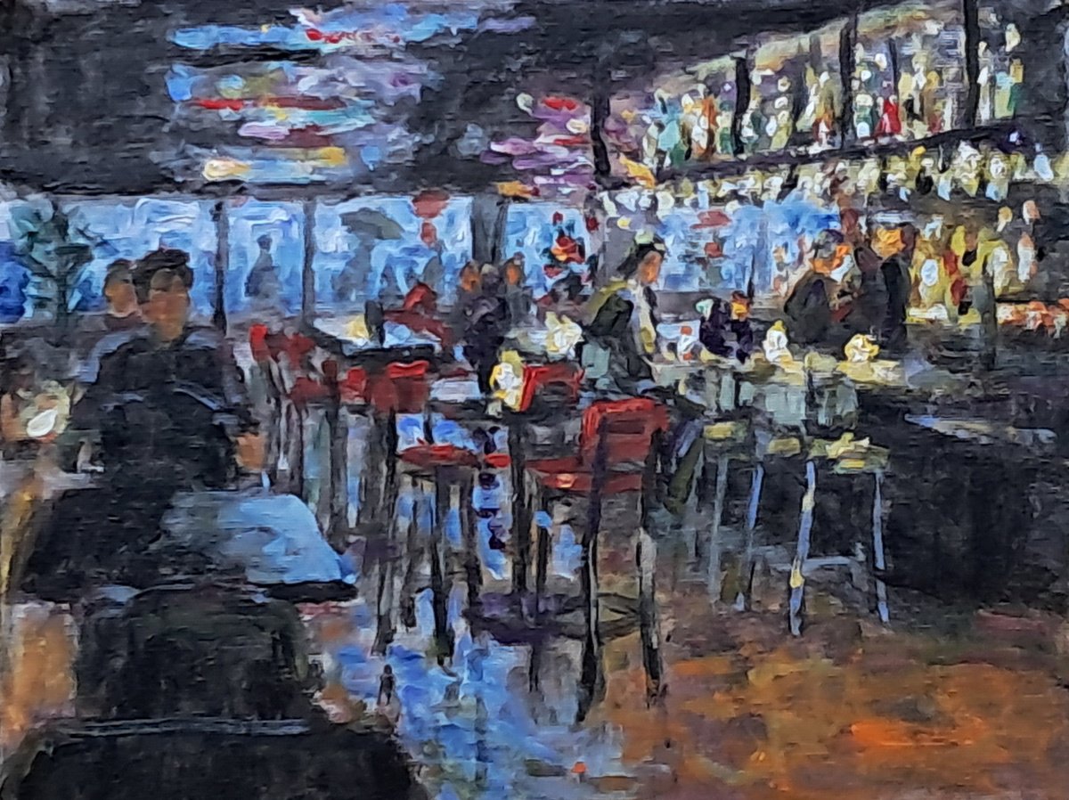  Bar On A Rainy Day By Dimitris Voyiazoglou, 20 X 17, Artwork For Sale On Artfinder