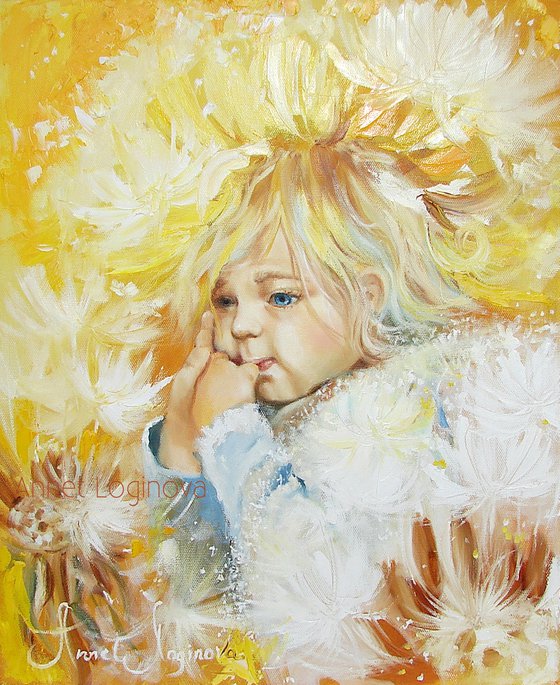 Sunny baby, Oil portrait art