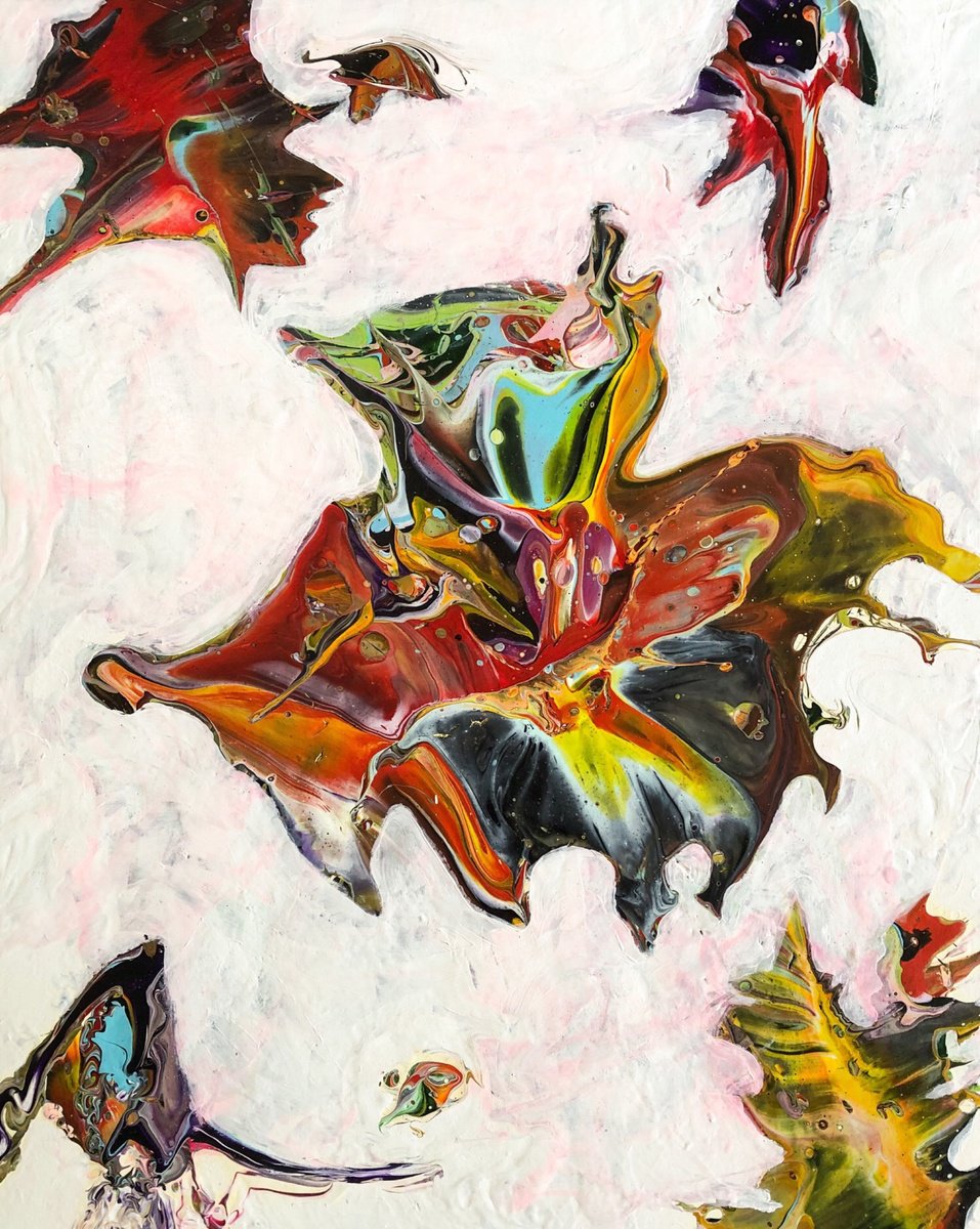 Abstract Acrylic Painting By Jean-Philippe Estebenet, 26 X 32, Intronisation Populaire, Original Artwork