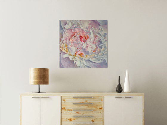 "Lace of petals."  peony  flower  liGHt original painting  GIFT (2022)